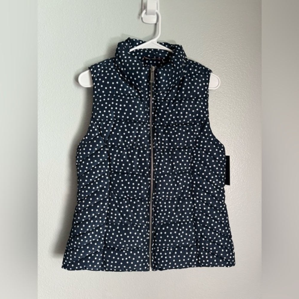 Tommy Hilfiger Navy Blue with White Polka Dot Vest NWT Size Small
